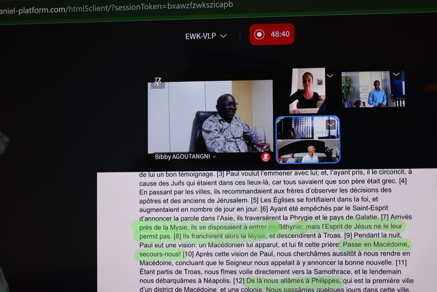 Une rencontre de Vivement la Parole sur D@niel, avec des participants à distance